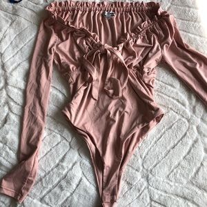 Mauve off the shoulder body suit